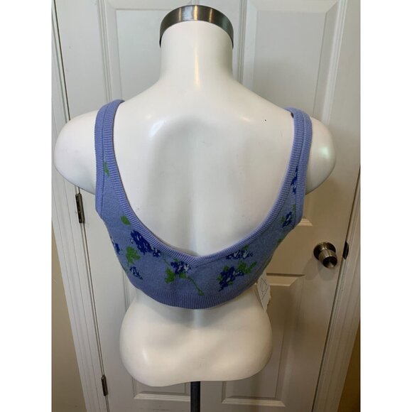 Altuzarra Blue Floral Wool Sleeveless Button Crop Top Size Large - Picture 5 of 6